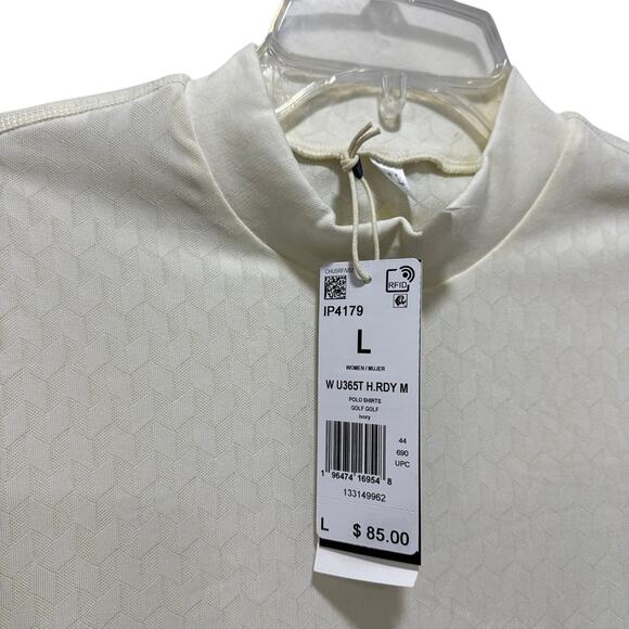 Adidas Women's Ivory Golf Ultimate 365 HEAT.RDY Mock Long Sleeve Shirt. -Size: L - Picture 1 of 5